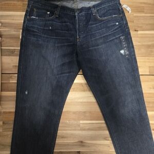 GAP Womens Dark Blue Distressed Boyfriend Jeans